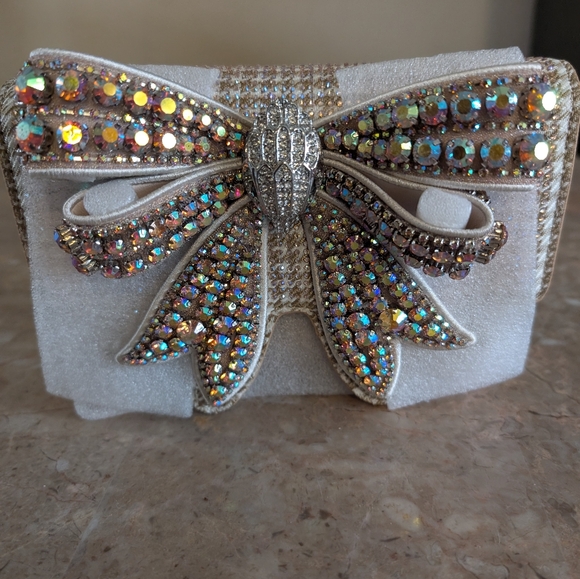 Kurt Geiger London Shoredicht Bow Wallet Beige Comb Shoulder Rightstone Bag New - Picture 3 of 15